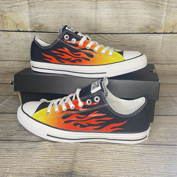Converse Chuck Taylor All Star Low Flame Black 166259F Mens Size 10 Women 12 - Picture 1 of 4